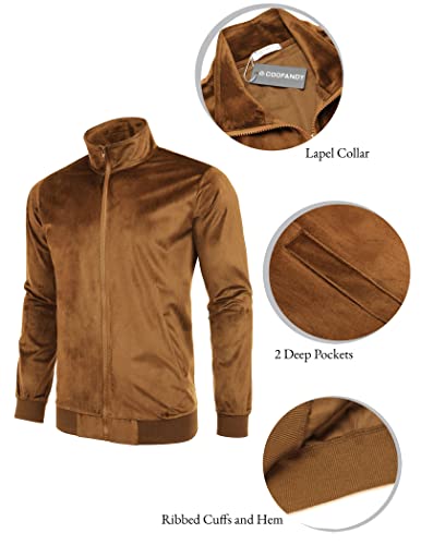 Coofandy Men 2 Piece Velvet Set Zipper Jacket Elastic Pant Casual Velour Tracksuit #TOP3