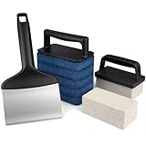 LIOUXUE Griddle Cleaning Kit for Blackstone, Flat Top Grill Cleaning Kit Include Griddle Brush &Handle, Grill Stone Cleaning Brick, Scouring Pads & Griddle Scraper- Easy to Remove Stain