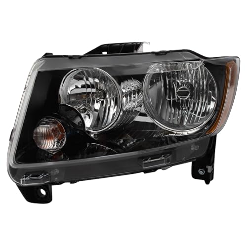 Image of TRQ Driver Side Headlight Assembly Halogen Black Bezel Compatible with 2013-2017 Jeep Compass CH2502246