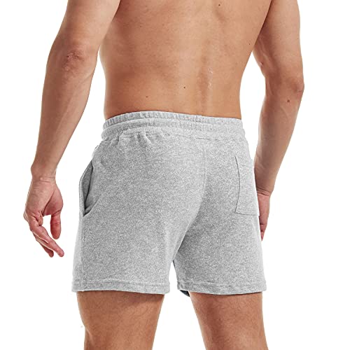 Aimpact Mens Sweat Workout Shorts 5 Inch Inseam Casual Athletic Jogger Short Shorts For Men(Light Gray M(Xl) #TOP3