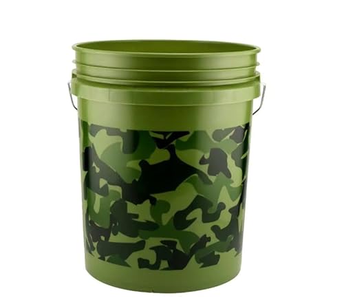 5-Gallon Camouflage Utility Bucket with Foam Grip – Heavy-Duty Plastic for Outdoor and General Use