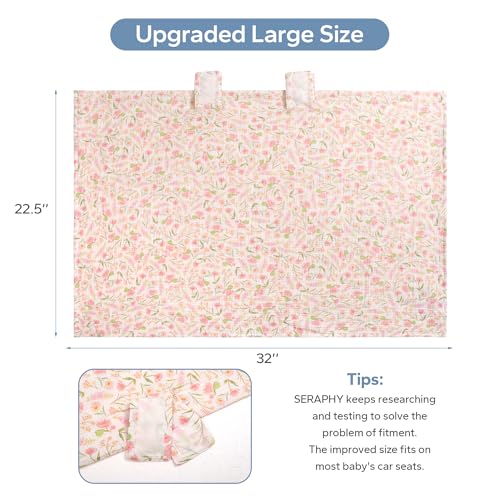 Image of SERAPHY Muslin Car Seat Cover Baby, Universal Carseat Covers Baby Girl Boy | 100% Muslin Cotton, Universal Fit, Breathable, Soft Infant Car Seat Canopy, For Boys and Girls, Sun & Wind Protection