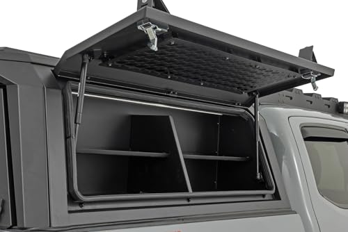 Rough Country Modular Bed Cap Passenger Side Shelf Bin - Add-On Storage Organizer with LED Lighting for Toyota Tacoma (2016–2023) RC Bedcap