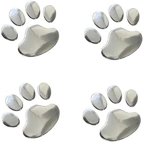 LZLRUN 3D Chrome Dog Paw Footprint Sticker Decal Auto Car Emblem Decal Decoration (Silver)