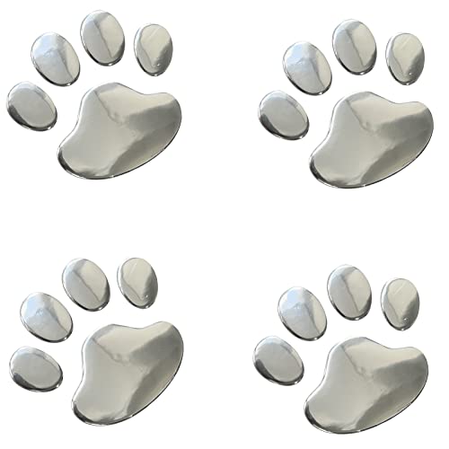 Image of LZLRUN 3D Dog Paw Footprint Sticker Decal Auto Car Emblem Decal Decoration (Silver)