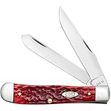 Case XX WR POCKET KNIFE TRAPPER - DARK RED BONE CS - PEACH SEED JIG, ITEM 31950, LENGTH CLOSED 4 1/8 INCH (6254 CV)