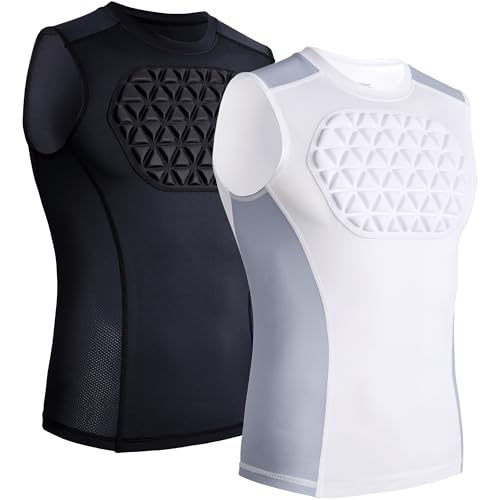 Youth Baseball Chest Protector Padded Compression Shirt Support Softball Football Heart Sternum Guard - 2 Pack - Main Image