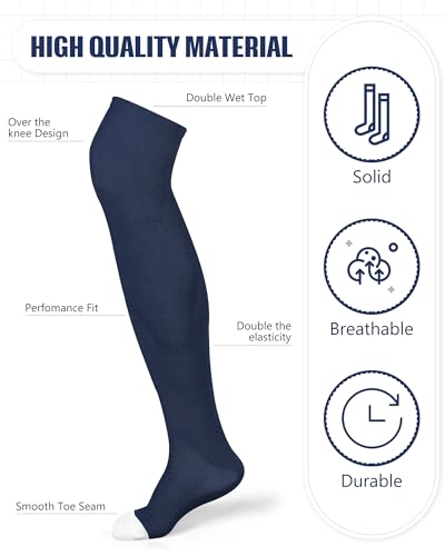 Image of Panitay 2 Pairs Over The Knee Baseball Socks High Football Softball Socks Sport Extra Long for Boys Girls Youth Women Men