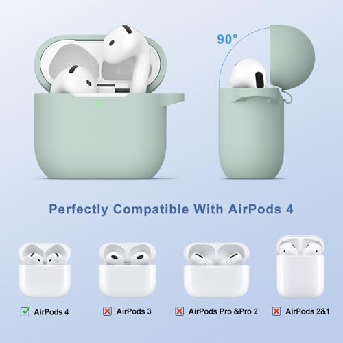 Image of Tobfit Case for AirPods 4 Case Cover 2024 with Lanyard & Keychain, Soft Silicone Protective Case for Apple AirPods 4th Generation, Full Protection, Support Wireless Charging, Fog