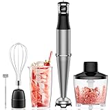 Immersion Hand Blender 5 in 1: 800W Electric Blender Handheld Stick Mixer with Trigger Control Grip, Emulsion Blenders for Kitchen Soup, Mayo, Smoothie and Baby Food, with Chopper, Whisk and Frother