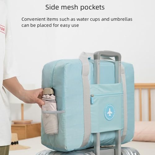 Image of CAVALO - Be Unique Travel Bags for Luggage Spacious with Pockets Foldable Weekender Zipper Duffle Bag, Stylish Handbag Carry on Trolley Bag Waterproof (44 x 18 x 35 cm) (Sky Blue)