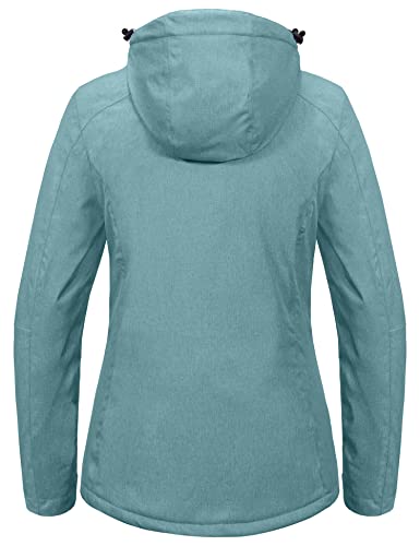 Little Donkey Andy Women's Waterproof Hiking Skiing Jacket With Removable Hood, Fleece Lined Winter Warm Rain Coat Blue Heather M #TOP29