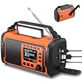 20000mAh DAB+/FM Notfallradio mit Powerbank – Solar- & Kurbelradio mit Bluetooth, SOS, Taschenlampe & Leselicht für Camping, Wohnmobil & Stromausfall（Orange）