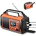 20000mAh DAB+/FM Notfallradio mit Powerbank – Solar- & Kurbelradio mit Bluetooth, SOS, Taschenlampe & Leselicht für Camping, Wohnmobil & Stromausfall（Orange）