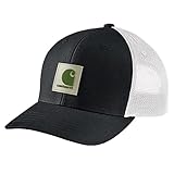 Carhartt Herren Rugged Flex Twill Mesh-Back Logo Patch Cap, Schwarz/Arborvitae, Einheitsgröße