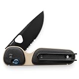 JAMES° The Redstone Folding Pocket Knife, Compact and Lightweight EDC, One-Piece Die-Stamped Chassis, and TJB Slide-Lock Design, Black 2.5' Stainless Steel Blade, Black/Coyote Tan Grip