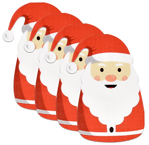 100 Christmas Santa Claus Luncheon Napkins 3 Ply Holiday Disposable Paper Napkin Folded Red Santa's Shaped Lunch Napkins For Home Dinner Buffet Xmas Decorative Tableware Party Supplies Decorations #TOP3
