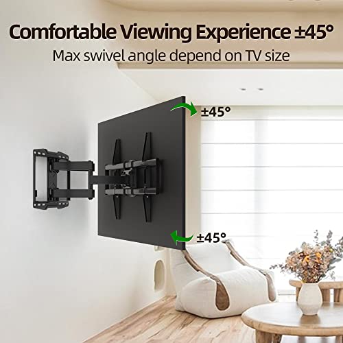 Full Motion Tv Mount, Usx Mount Tv Wall Mount For Most 37-75 Inch Tvs, Holds Up To 132Lbs, Max Vesa 600X400Mm, Swivel Tv Mount Bracket With Dual Articulating Arms Tilt Rotation Fits 16" Wood Stud #TOP3