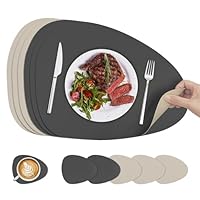 KitchenBoss Tovagliette Americane Lavabili e Sottobicchieri: Set di 6 Tovagliette Colazione Tovaglietta Bifacciale Per Cucine, Tavoli da Pranzo e Uffici, Grigio Antracite + Beige, 40x30cm