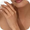 Gokeey Dainty Gold Ring Hand Chain Cubic Zirconia Bracelet Trendy 14K Gold Plated Hand Chains Bracelet for Women Simple Body Jewelry Set Trendy Birthday Gift #1