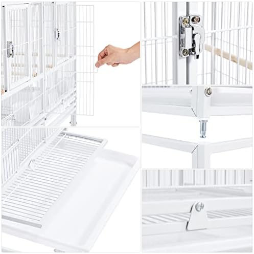 Yaheetech Large Bird Cage Parrot Cage Budgie Cage Wide Cage Breeder Cage Bird Aviary with Rolling Stand for Lovebirds/Parakeets/Finch/Canary
