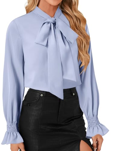 Image of LYANER Women's Bow Tie Neck Business Work Blouse