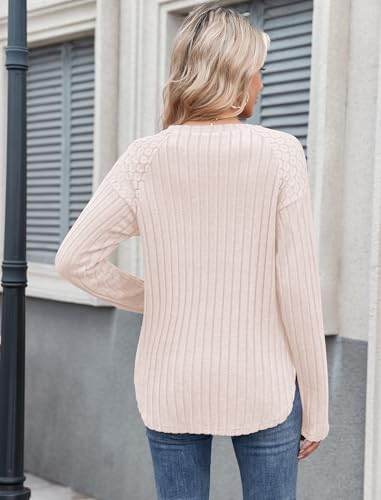 ZAFUL Long Sleeve Shirts for Women Lace Lightweight Top Sweaters Business Dressy Casual Tunic Blouse Side Split