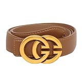 Aurolran Women's Fashion Classic Metal Buckle Leather Belt with Jeans Dress