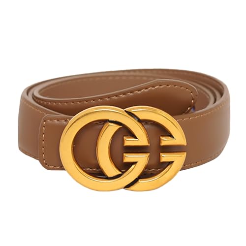 Image of Aurolran Women's Fashion Classic Metal Buckle Leather Belt with Jeans Dress