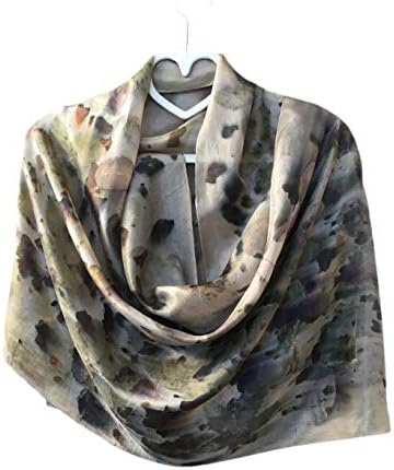 Ecoprint Handmade Unique silk scarf for women Plant print"ANGEL"