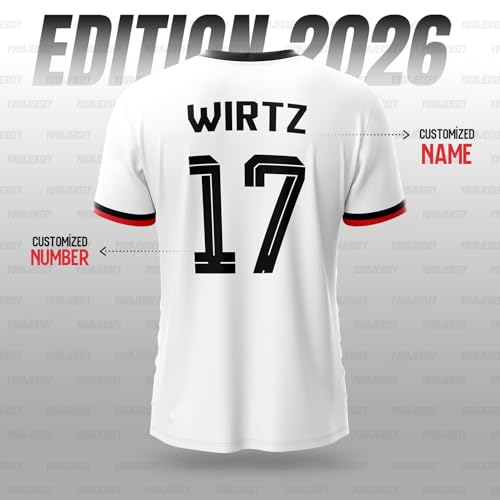 Image of YOURJERSEY Football World Cup 2026 Football Jersey All Team Jersey Custom Name & Number Print | Fan Personalised T-Shirt Sizes for Kids 2Y to Adults 4XL