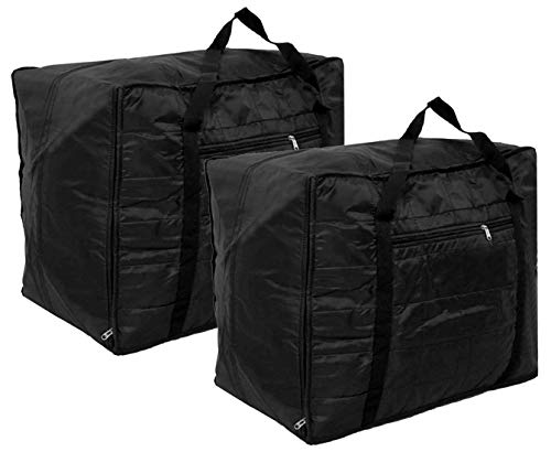Image of Jumbo Attachi Bag in Soft Parachute Material, Blanket Cum Suitcase Bag (Black, Pack of 2)