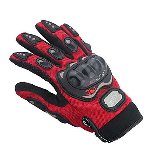 Gusspower Guantes de motos motocicleta para carreras todo terreno, guantes de moto para pantallas táctiles resistentes a caídas (Rojo)
