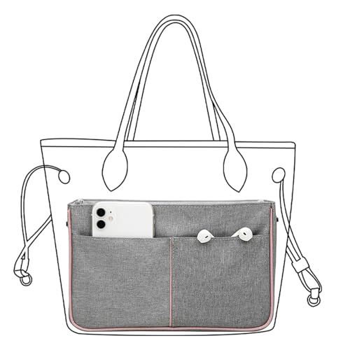 Lckaey Bolsa organizadora de nylon minimalista moderna para bolsa Neverfull Longchamp e Goyard, cinza