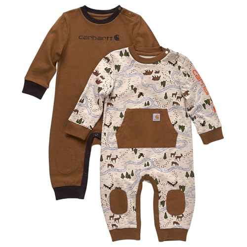 Image of Carhartt baby-boys Long-sleeve Footless Jumpsuit Onesie Two-pack