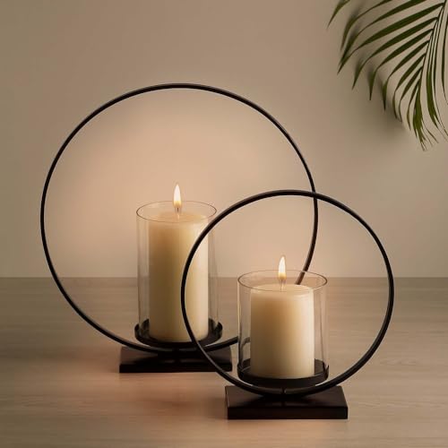 Black Metal Candle Holder with Powder Coated Finish | Modern