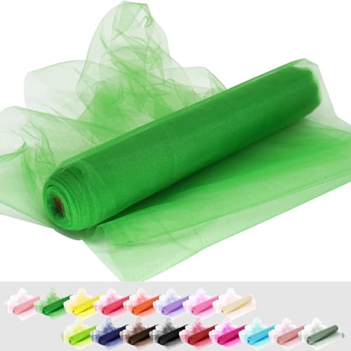 Green Tulle Fabric Rolls 54 Inch 10 Yards, Sheer, Emerald Green