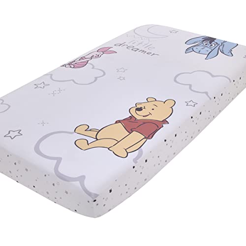 Image of Disney Winnie The Pooh Blustery Day Tan, Red and White Little Dreamer Nursery Photo Op Fitted Crib Sheet