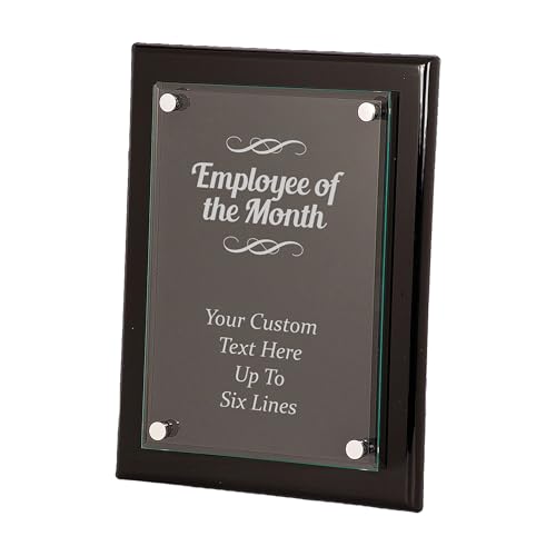 Personalized Employee of The Month Plaque Award, Customizable 8x10 Floating Glass Plaque, Business Awards Custom Text