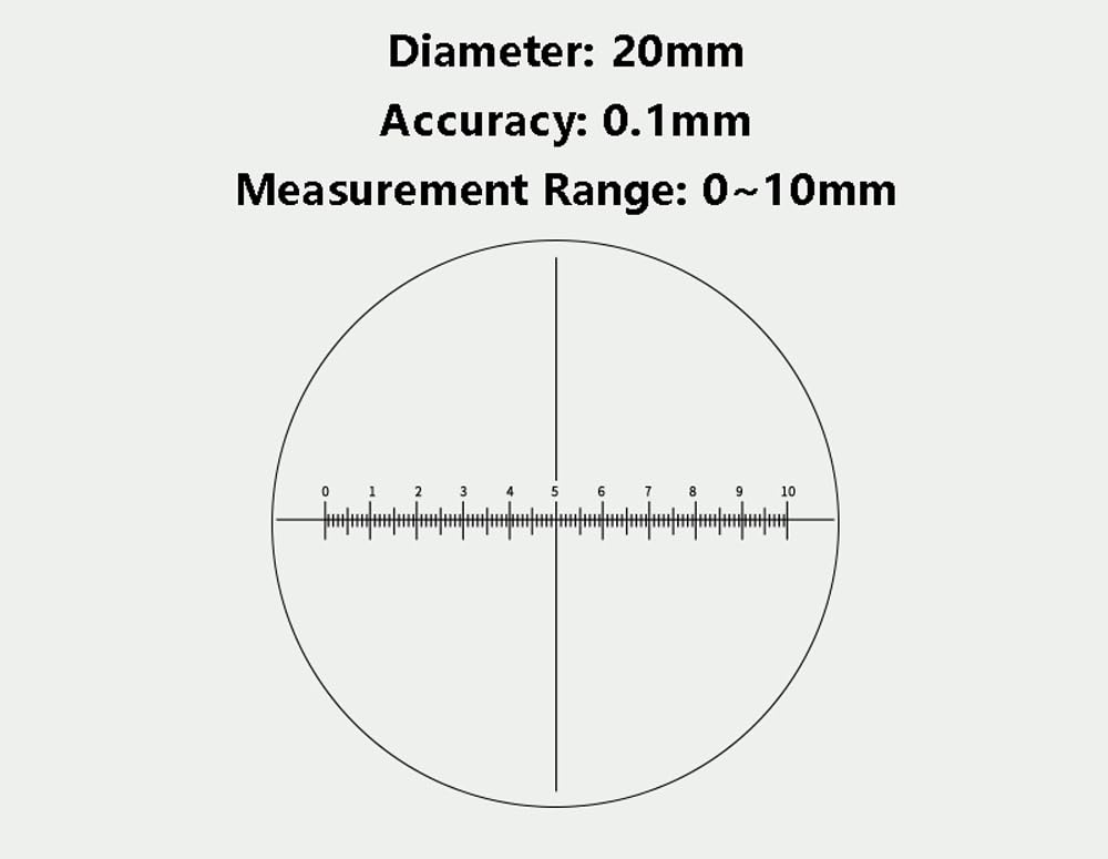 Okularmikrometer for genaue mikroskopische Messungen – for metallografische Analyse 1 Stück(20mm//0.1mm//0-10mm)