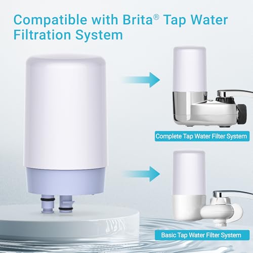 Image of AQUA CREST 7027W Alkaline Faucet Water Filter, Replacement for Brita Filter, Brita Filter Replacement, 36311 On Tap Water Filtration System, FR-200, FF-100, Increase PH, 2 Pack