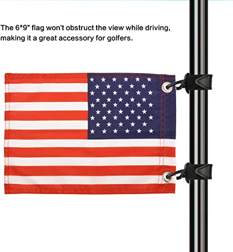 Motain Easy Installation Golf Cart Flag Holder,2 Pack Elastic Strap Bracket With 6 * 9'' American Flag,Golf Cart Accessories #TOP2