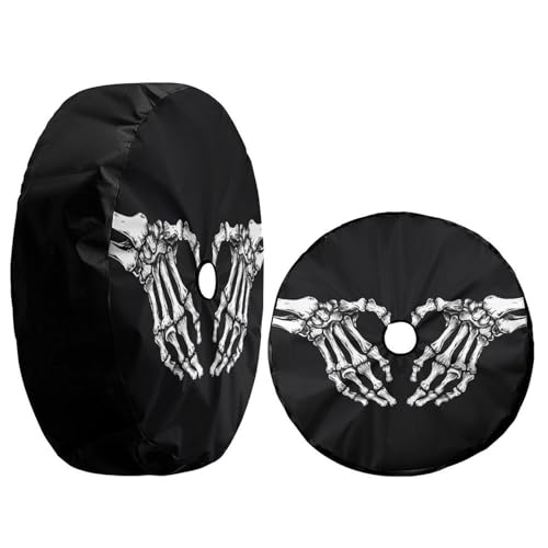 Image of Love Heart Skeleton Spare Tire Cover with Backup Camera Hole Wheel Tire Cover Fit Trailer, RV, SUV and Many Vehicle 18inch