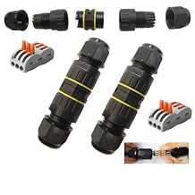 CESFONJER Junction Box Outdoor Waterproof IP68 3-Way Line M25 Cable Connector Wire Range 6-11mm Power Cord Extension Splice External Sleeve Coupler 2 PCS