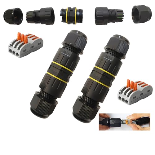 CESFONJER Boîte de Jonction de Plein Air IP68 Imperméable Connecteur de Câble électrique Boîtier de Raccordement 3 Voies Connecteurs Boîte pour Câble Ø...