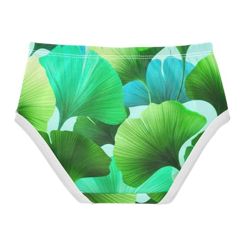 Cotton Toddler Girls Underwear Vibrant Ginkgo Leaves Green Teal Cute Panties Girl Animals Briefs Girls Undies 2t2