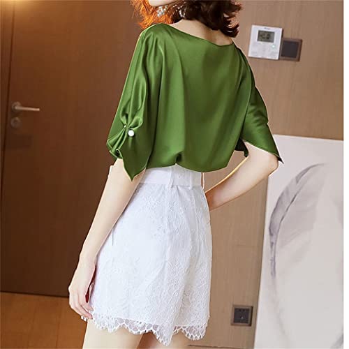Blouse fluide en satin de qualité supérieure ornée de perles fines
