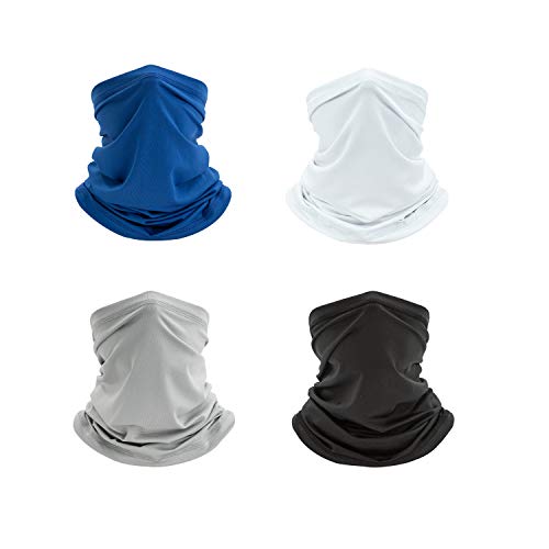 LAKYTION 4 PCS Summer Face Cover Neck Gaiter Cooling Face Cover Sun UV Protection Neck Scarf Balaclava Bandanas for Men Women