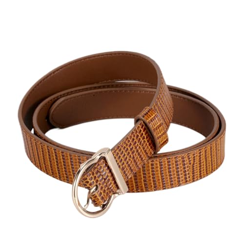 Skinny Casual Leather Belts for Women, Snake-Pattern Ladies Fashion Belts Thin Waist Belt for Jeans,Brown,100CM/39.4''