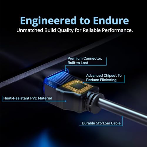 Image of Kado 5ft HDMI Cable 3-Pack, High Speed HDMI 1.4 Ethernet Male-to-Male 1.5m | 1920x1080 FHD 144Hz 100Hz 60Hz HDCP, Genuine Parts Made for Sceptre Monitor, TV, Gaming Console, PC, Laptop, Projector